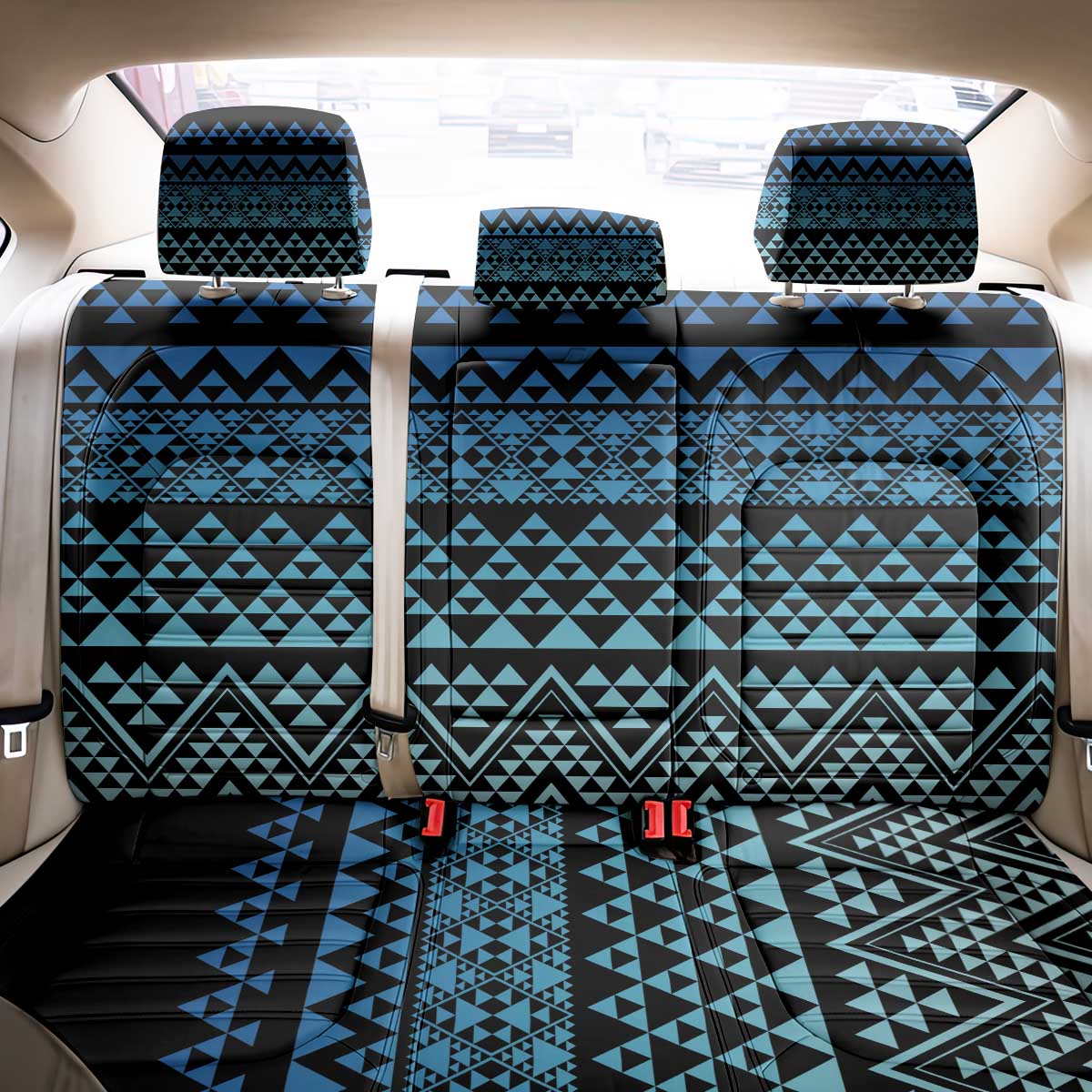 Maori Niho Taniwha Te Wheiao Back Car Seat Cover Moana Blue - Polynesian Pride