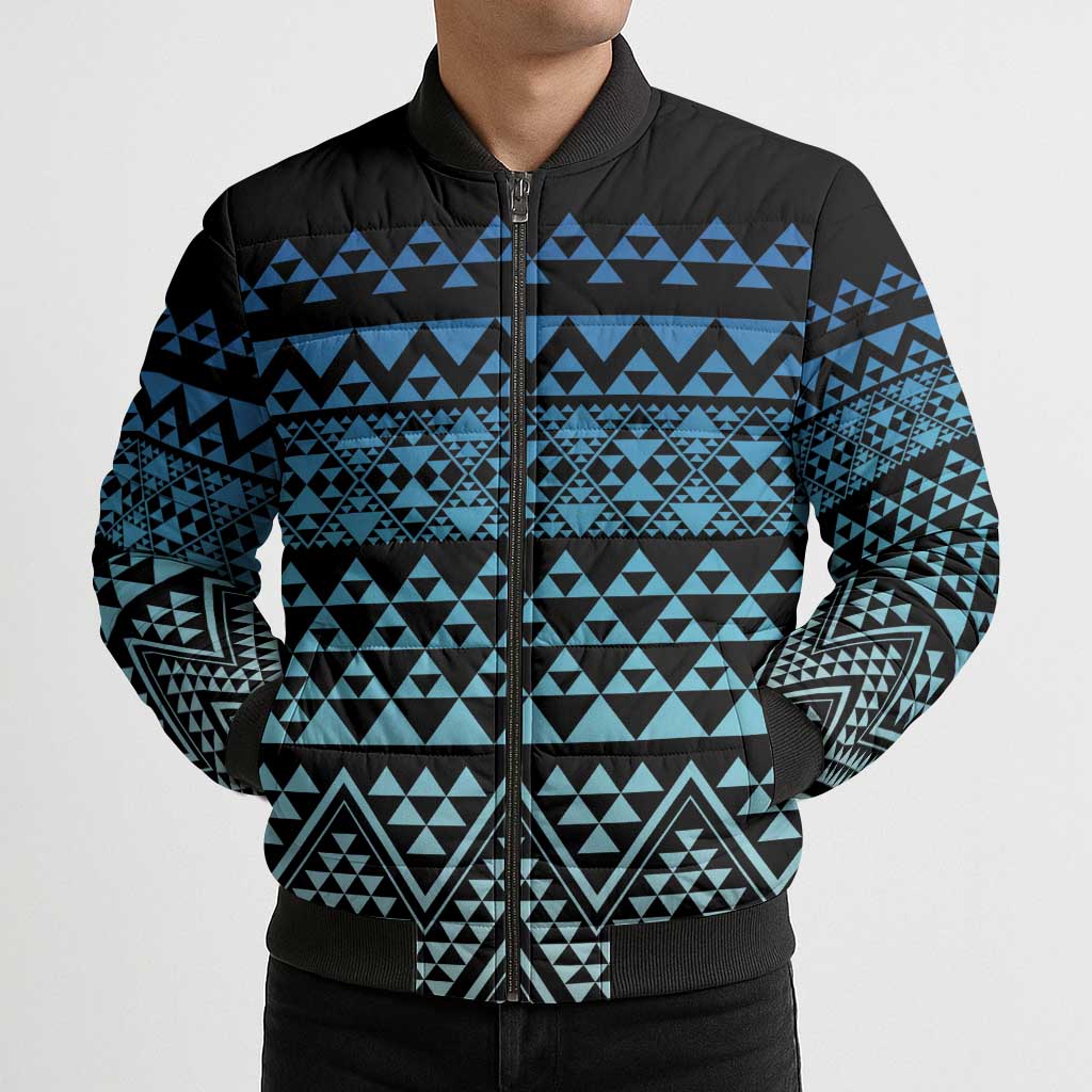 Maori Niho Taniwha Te Wheiao Bomber Puffer Jacket Moana Blue - Polynesian Pride