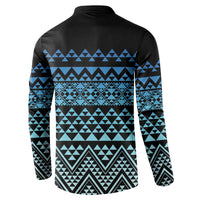 Maori Niho Taniwha Te Wheiao Button Sweatshirt Moana Blue - Polynesian Pride