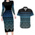 Maori Niho Taniwha Te Wheiao Couples Matching Long Sleeve Bodycon Dress and Hawaiian Shirt Moana Blue - Polynesian Pride