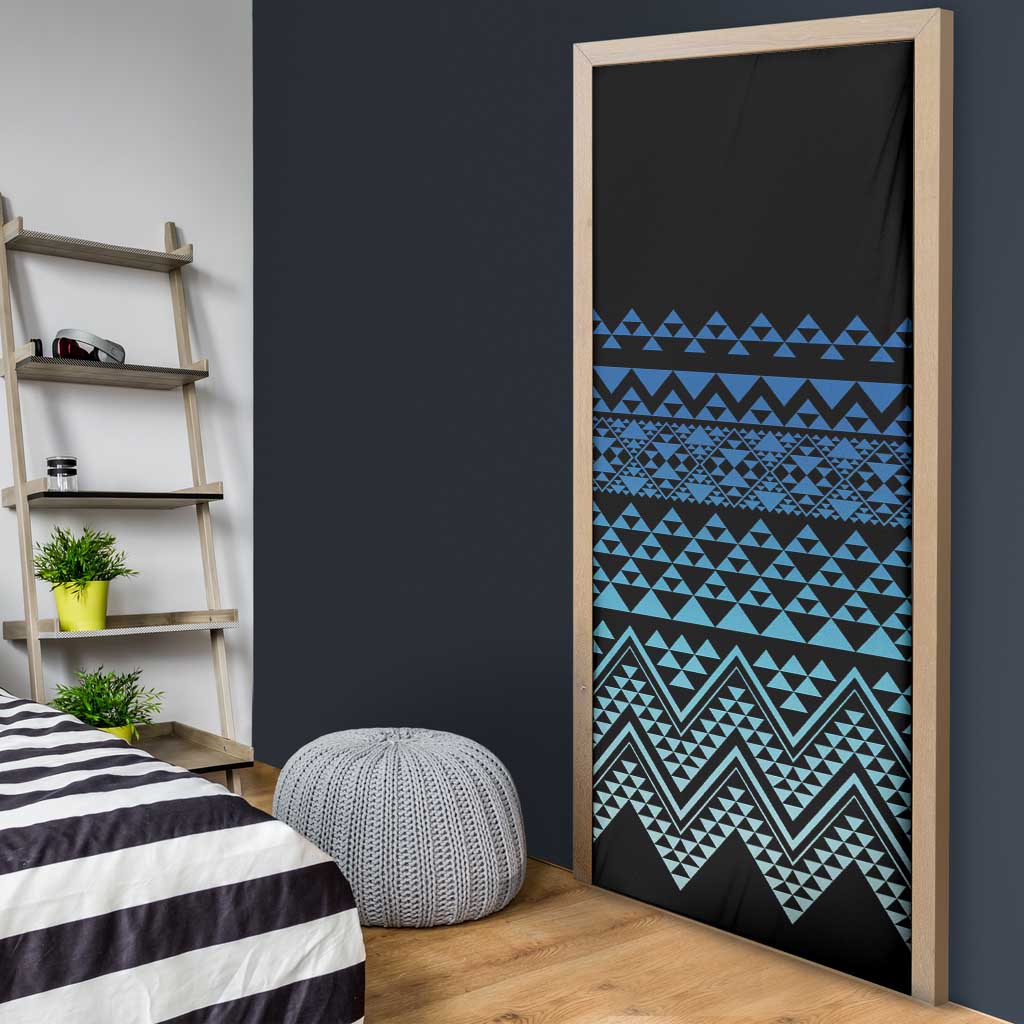 Maori Niho Taniwha Te Wheiao Door Cover Moana Blue - Polynesian Pride