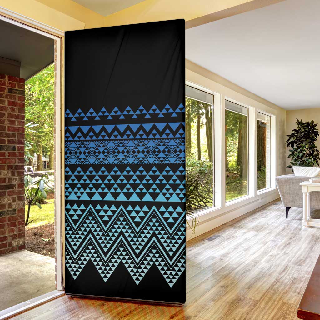 Maori Niho Taniwha Te Wheiao Door Cover Moana Blue - Polynesian Pride