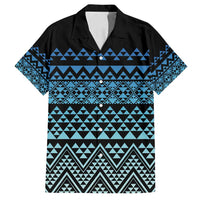 Maori Niho Taniwha Te Wheiao Family Matching Long Sleeve Bodycon Dress and Hawaiian Shirt Moana Blue LT7 Dad's Shirt - Short Sleeve Blue - Polynesian Pride