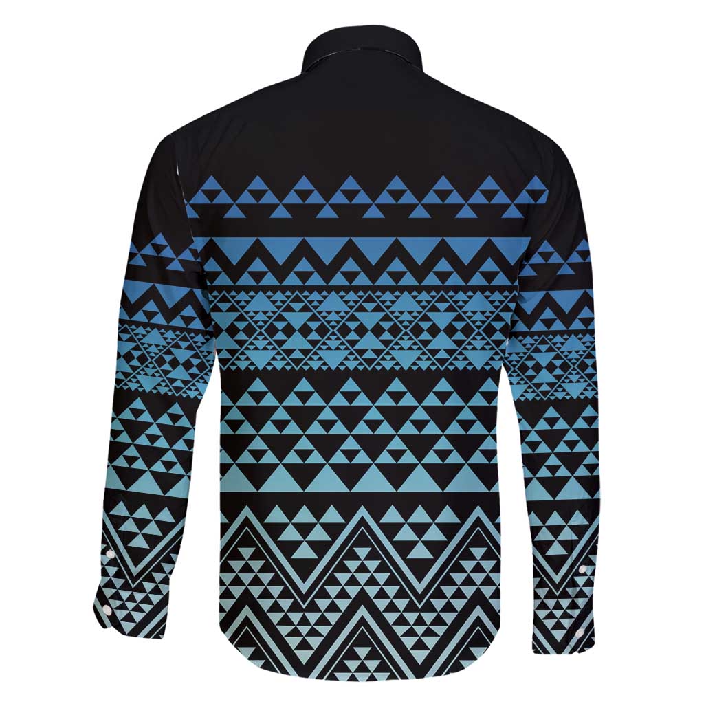 Maori Niho Taniwha Te Wheiao Family Matching Long Sleeve Bodycon Dress and Hawaiian Shirt Moana Blue LT7 - Polynesian Pride