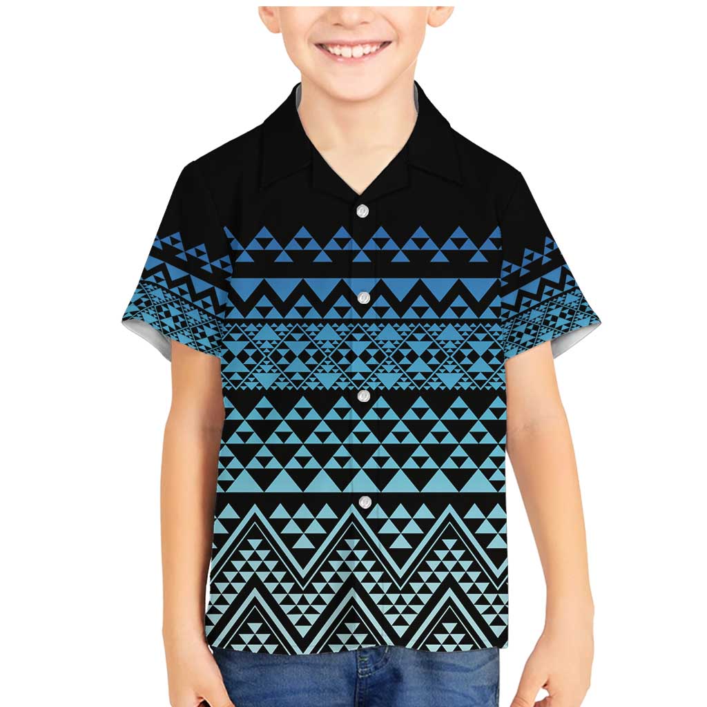 Maori Niho Taniwha Te Wheiao Family Matching Mermaid Dress and Hawaiian Shirt Moana Blue LT7 Son's Shirt Blue - Polynesian Pride