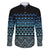 Maori Niho Taniwha Te Wheiao Family Matching Off The Shoulder Long Sleeve Dress and Hawaiian Shirt Moana Blue - Polynesian Pride