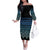 Maori Niho Taniwha Te Wheiao Family Matching Off The Shoulder Long Sleeve Dress and Hawaiian Shirt Moana Blue - Polynesian Pride