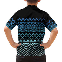 Maori Niho Taniwha Te Wheiao Family Matching Short Sleeve Bodycon Dress and Hawaiian Shirt Moana Blue LT7 - Polynesian Pride