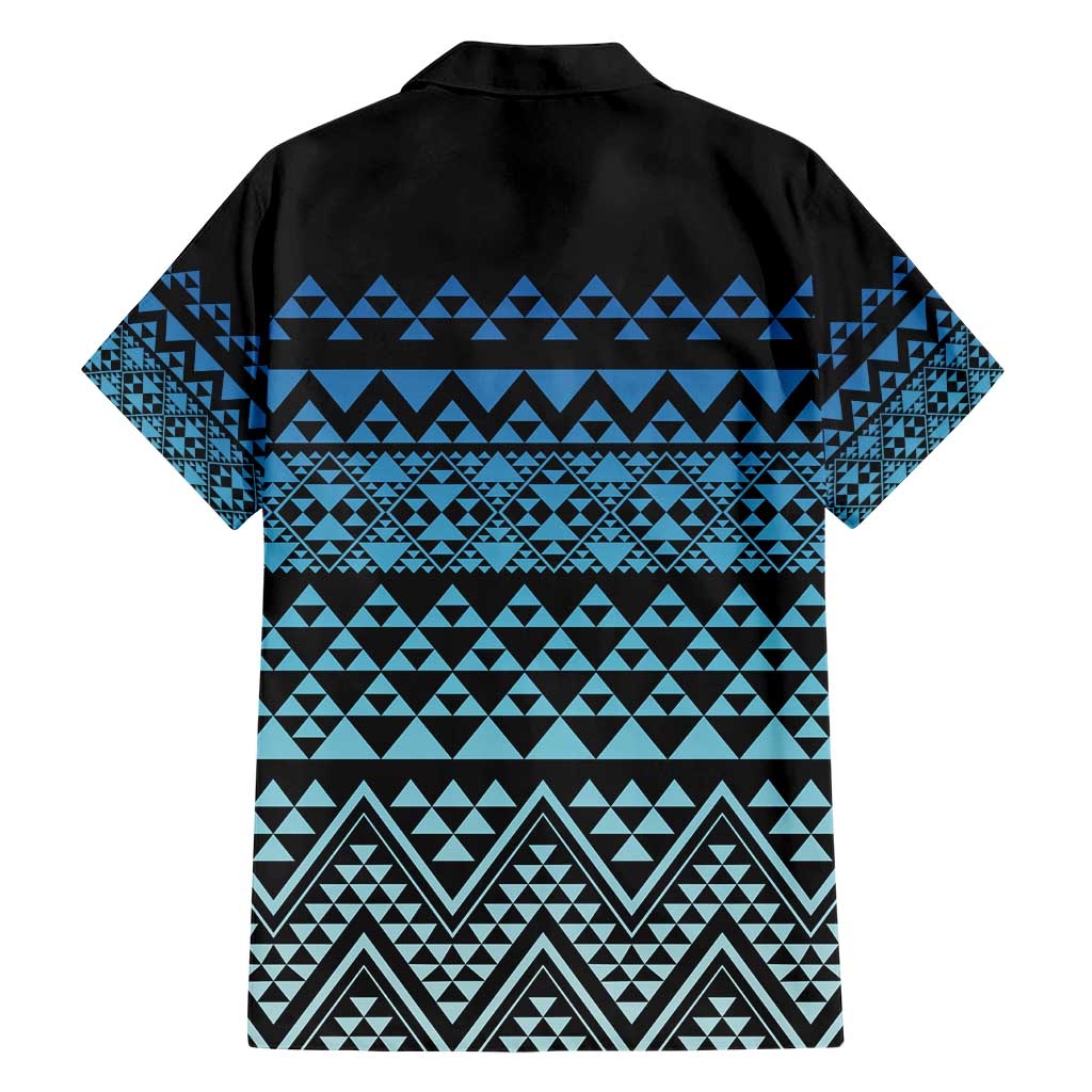 Maori Niho Taniwha Te Wheiao Family Matching Short Sleeve Bodycon Dress and Hawaiian Shirt Moana Blue LT7 - Polynesian Pride