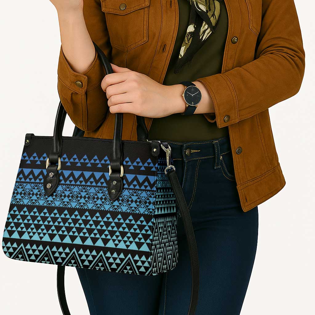 Maori Niho Taniwha Te Wheiao Leather Bag Moana Blue - Polynesian Pride