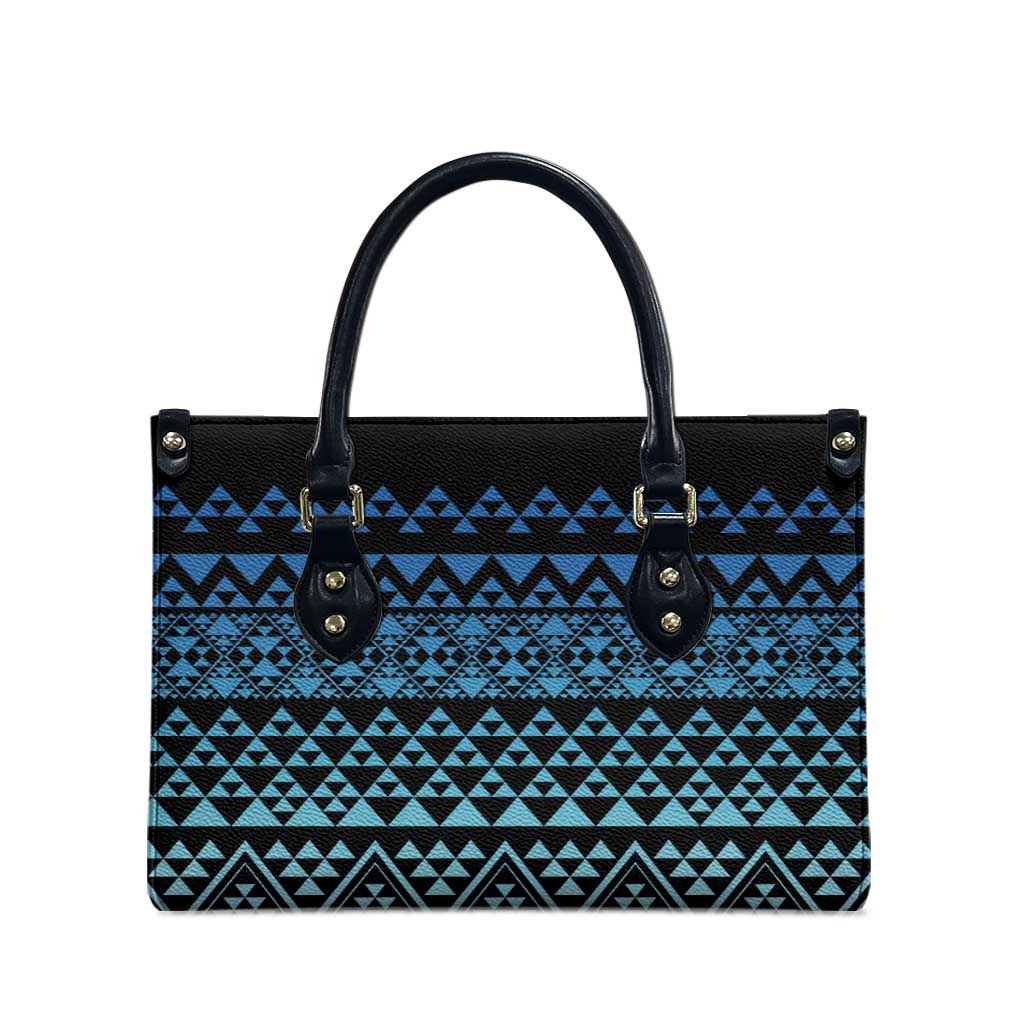 Maori Niho Taniwha Te Wheiao Leather Bag Moana Blue - Polynesian Pride