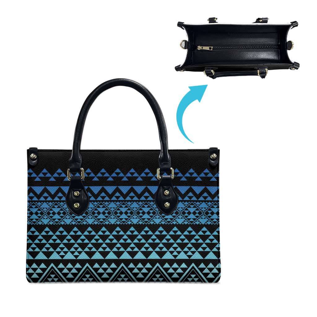 Maori Niho Taniwha Te Wheiao Leather Bag Moana Blue - Polynesian Pride