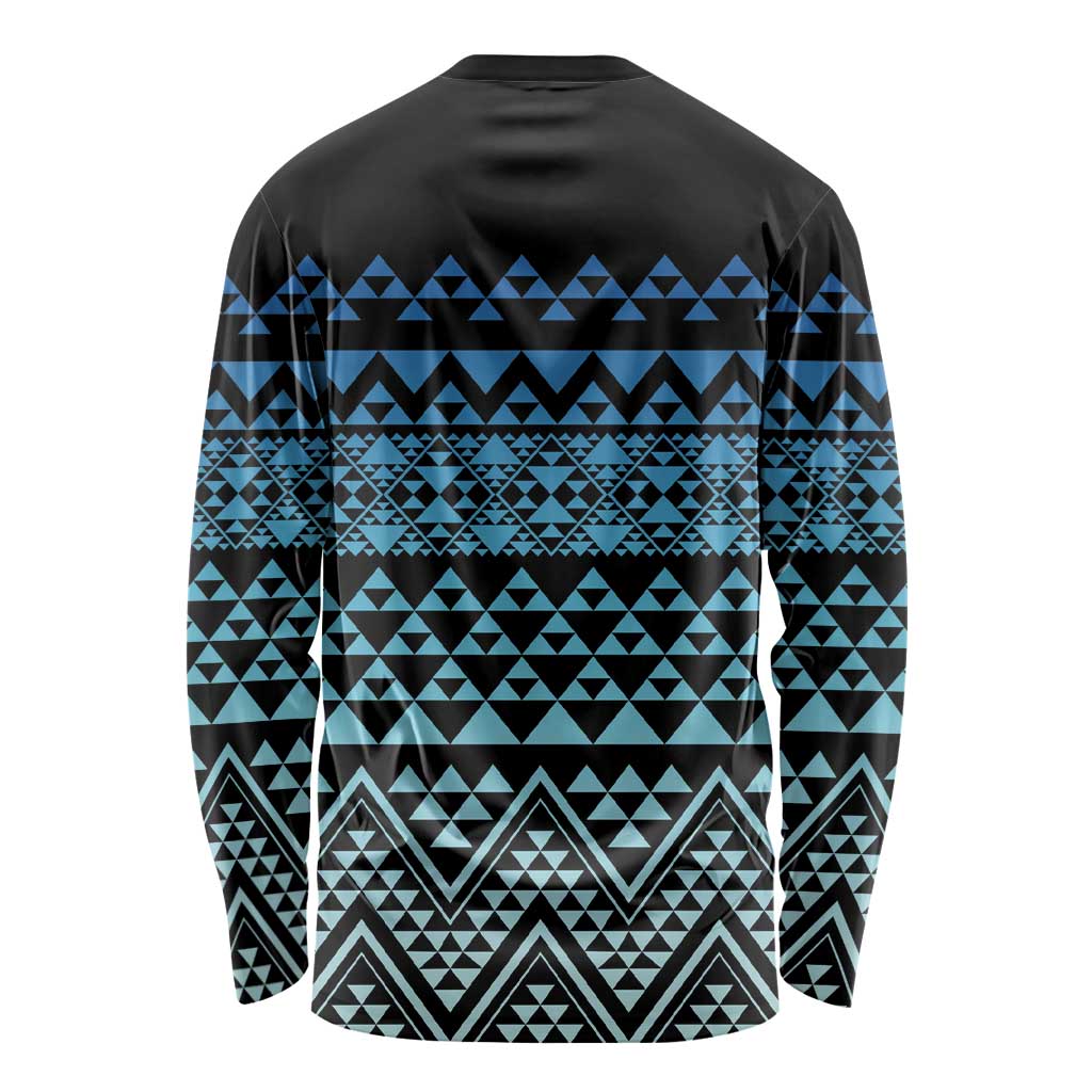 Maori Niho Taniwha Te Wheiao Long Sleeve Shirt Moana Blue - Polynesian Pride