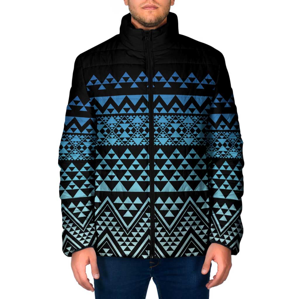 Maori Niho Taniwha Te Wheiao Padded Jacket Moana Blue - Polynesian Pride