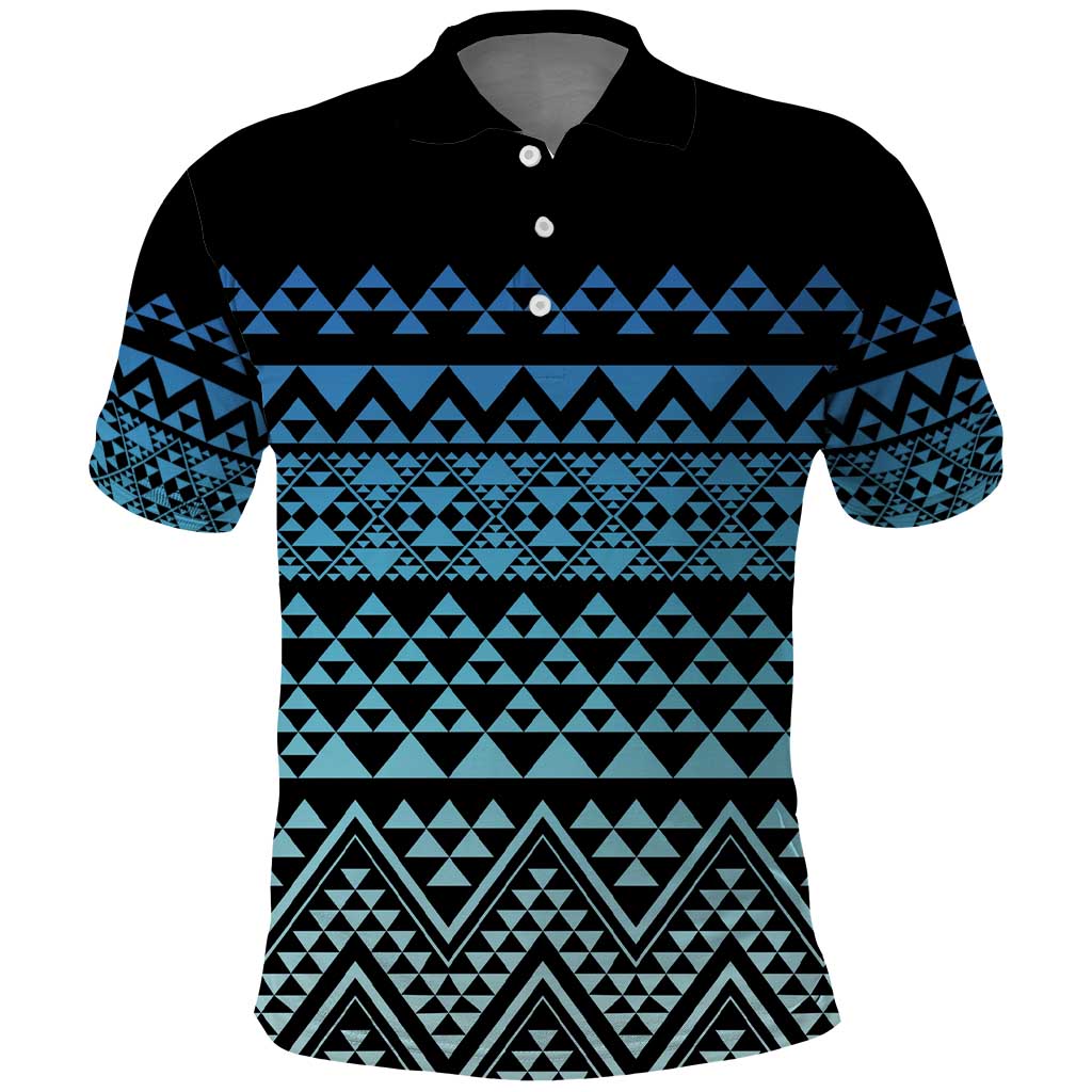 Maori Niho Taniwha Te Wheiao Polo Shirt Moana Blue - Polynesian Pride