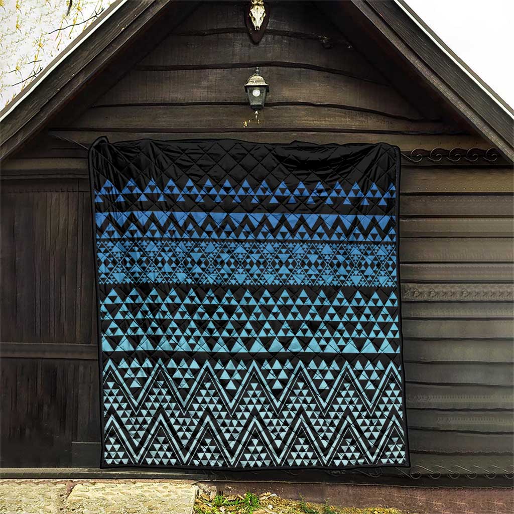 Maori Niho Taniwha Te Wheiao Quilt Moana Blue - Polynesian Pride