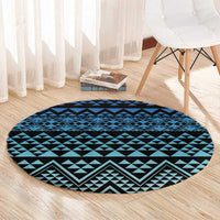 Maori Niho Taniwha Te Wheiao Round Carpet Moana Blue - Polynesian Pride