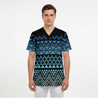 Maori Niho Taniwha Te Wheiao Scrub Top Moana Blue - Polynesian Pride