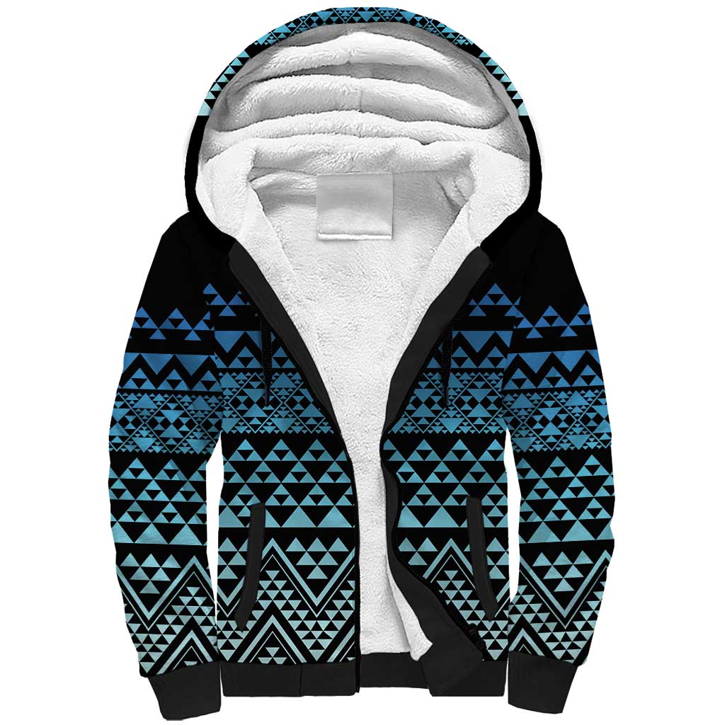Maori Niho Taniwha Te Wheiao Sherpa Hoodie Moana Blue - Polynesian Pride