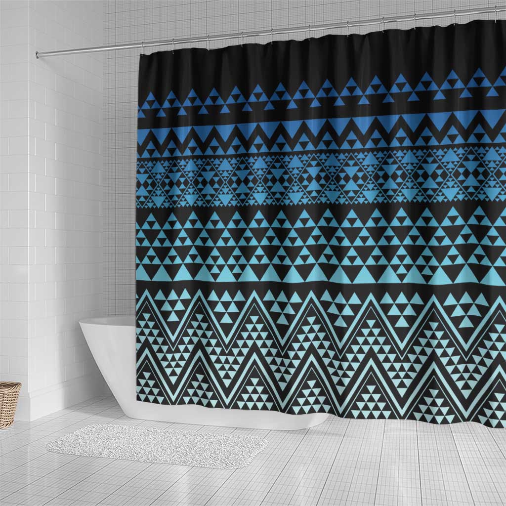 Maori Niho Taniwha Te Wheiao Shower Curtain Moana Blue - Polynesian Pride