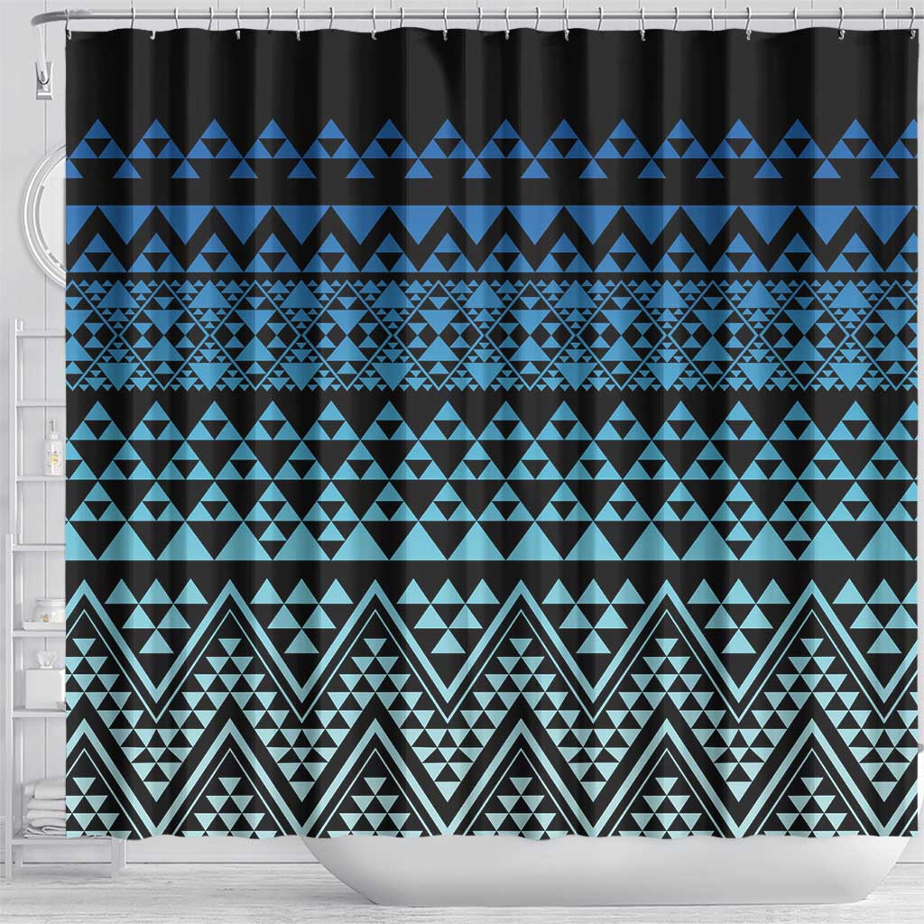 Maori Niho Taniwha Te Wheiao Shower Curtain Moana Blue - Polynesian Pride
