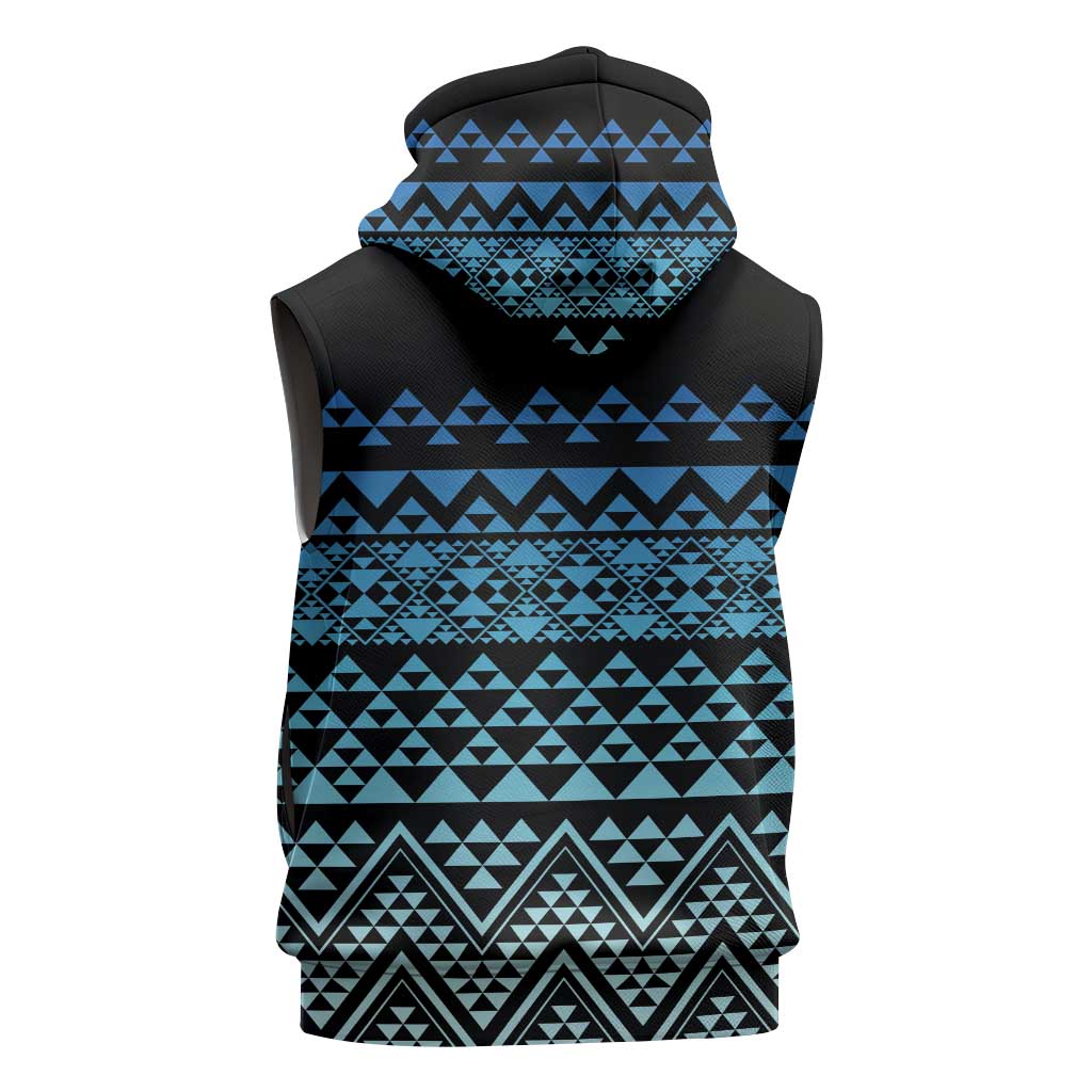 Maori Niho Taniwha Te Wheiao Sleeveless Zip Hoodie Moana Blue - Polynesian Pride
