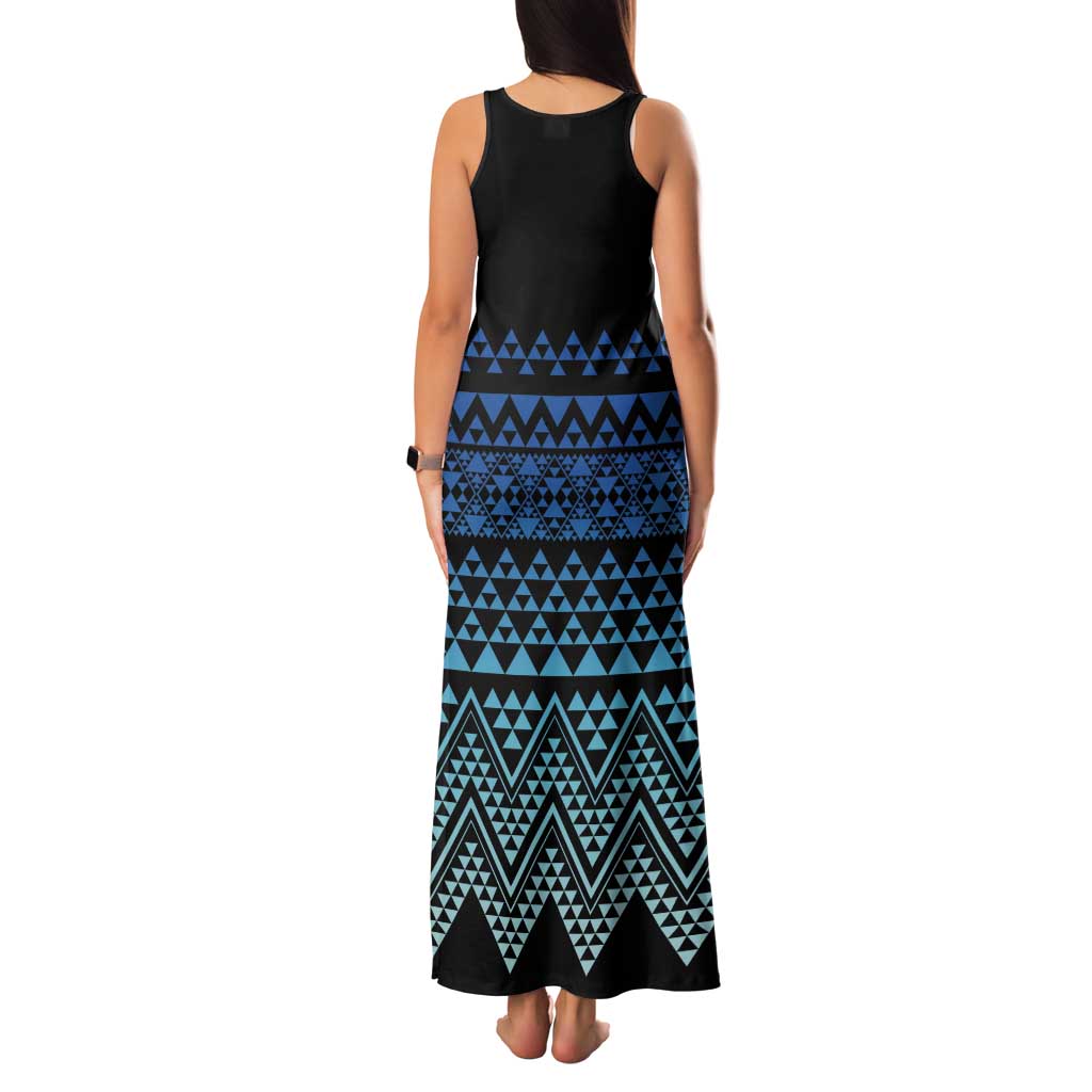 Maori Niho Taniwha Te Wheiao Tank Maxi Dress Moana Blue - Polynesian Pride