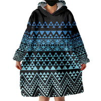 Maori Niho Taniwha Te Wheiao Wearable Blanket Hoodie Moana Blue - Polynesian Pride