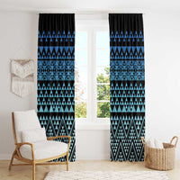 Maori Niho Taniwha Te Wheiao Window Curtain Moana Blue - Polynesian Pride