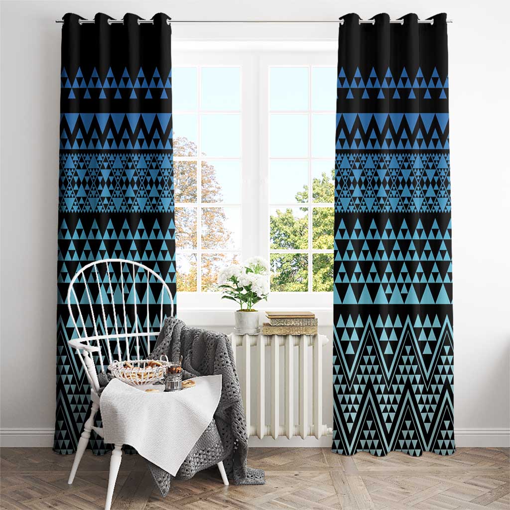 Maori Niho Taniwha Te Wheiao Window Curtain Moana Blue - Polynesian Pride