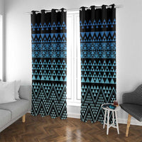 Maori Niho Taniwha Te Wheiao Window Curtain Moana Blue - Polynesian Pride
