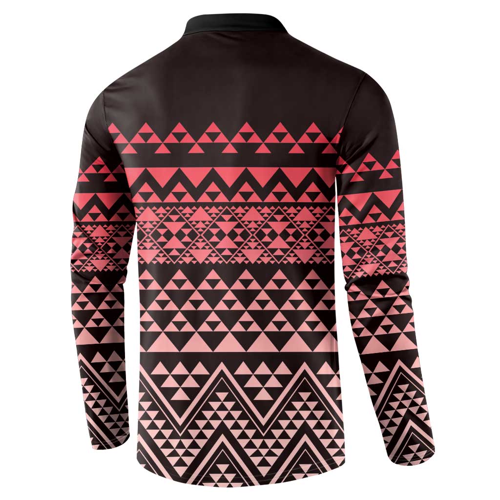 Maori Niho Taniwha Te Wheiao Button Sweatshirt Terracotta - Polynesian Pride