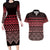 Maori Niho Taniwha Te Wheiao Couples Matching Long Sleeve Bodycon Dress and Hawaiian Shirt Terracotta - Polynesian Pride