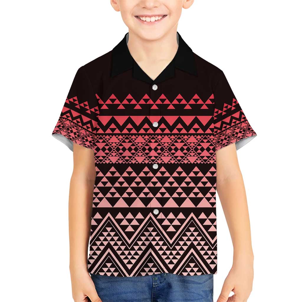 Maori Niho Taniwha Te Wheiao Family Matching Long Sleeve Bodycon Dress and Hawaiian Shirt Terracotta LT7 Son's Shirt Terracotta - Polynesian Pride