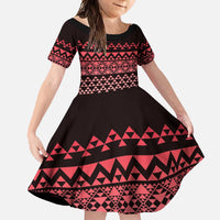 Maori Niho Taniwha Te Wheiao Family Matching Mermaid Dress and Hawaiian Shirt Terracotta LT7 Daughter's Dress Terracotta - Polynesian Pride