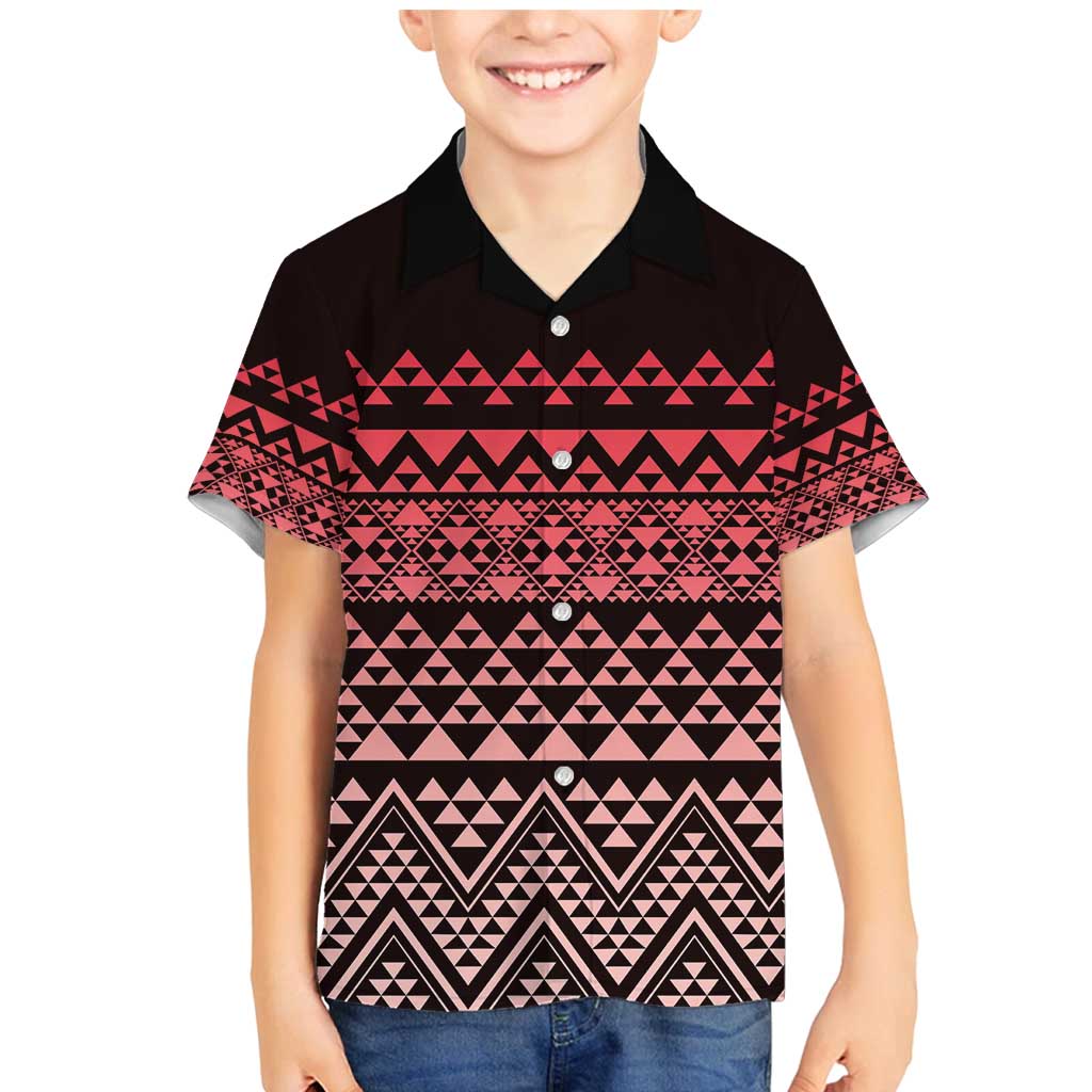 Maori Niho Taniwha Te Wheiao Family Matching Mermaid Dress and Hawaiian Shirt Terracotta LT7 Son's Shirt Terracotta - Polynesian Pride