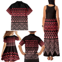 Maori Niho Taniwha Te Wheiao Family Matching Tank Maxi Dress and Hawaiian Shirt Terracotta - Polynesian Pride
