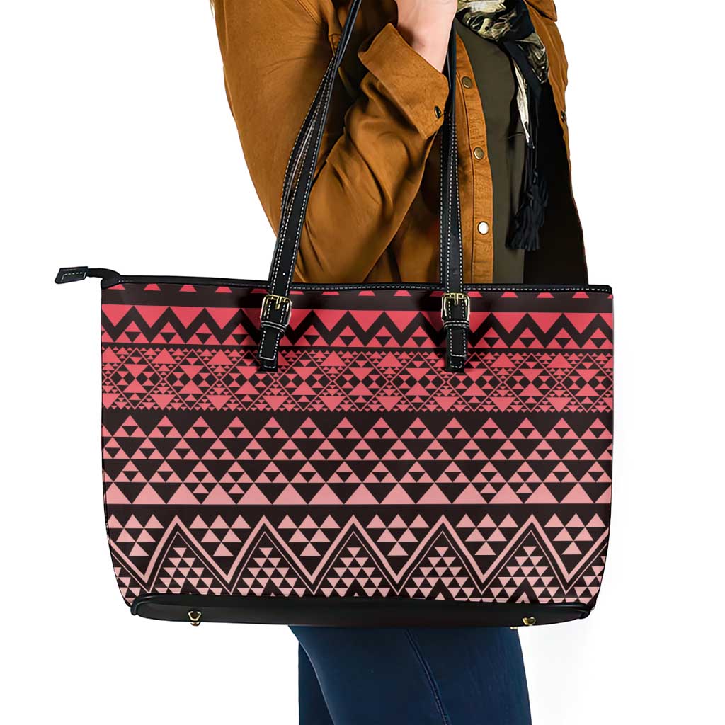 Maori Niho Taniwha Te Wheiao Leather Tote Bag Terracotta - Polynesian Pride