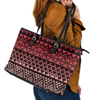 Maori Niho Taniwha Te Wheiao Leather Tote Bag Terracotta - Polynesian Pride