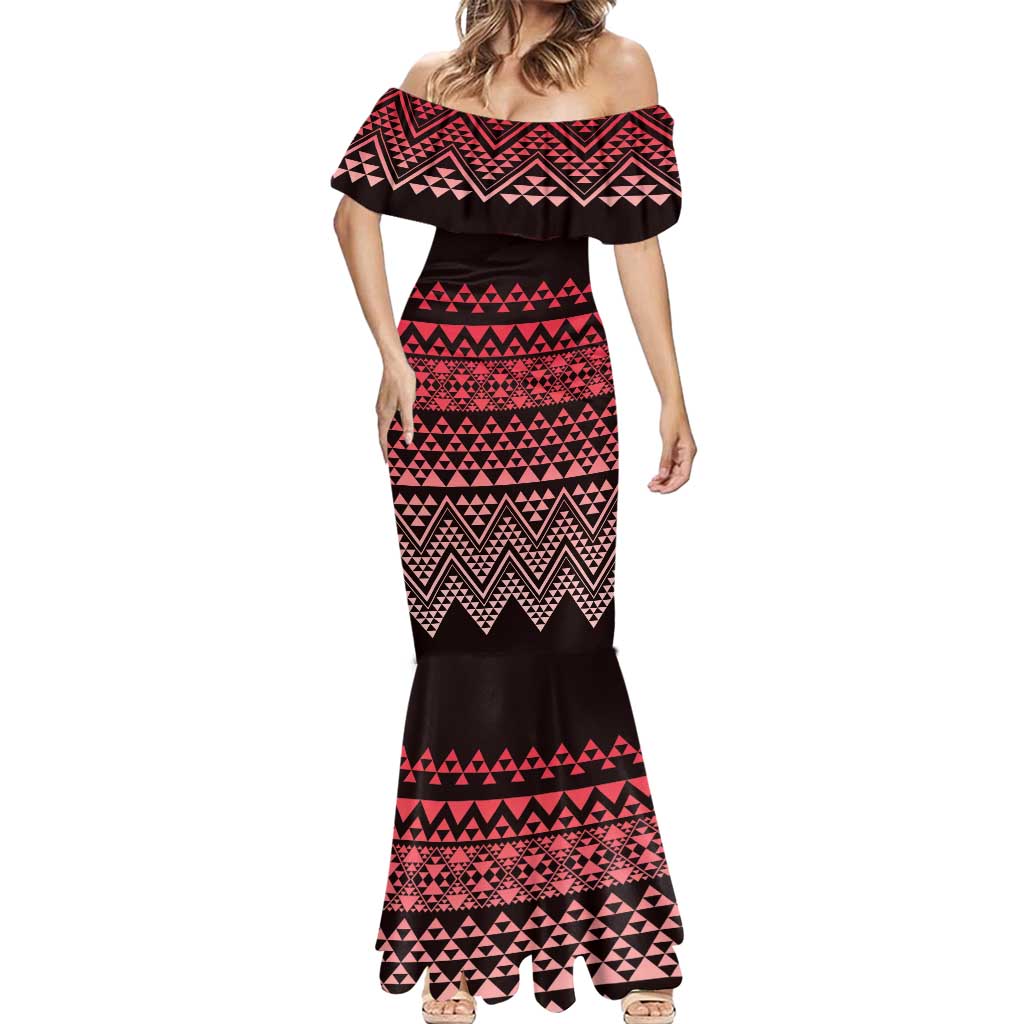 Maori Niho Taniwha Te Wheiao Mermaid Dress Terracotta LT7 - Polynesian Pride