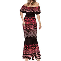 Maori Niho Taniwha Te Wheiao Mermaid Dress Terracotta LT7 - Polynesian Pride