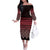 Maori Niho Taniwha Te Wheiao Off The Shoulder Long Sleeve Dress Terracotta - Polynesian Pride