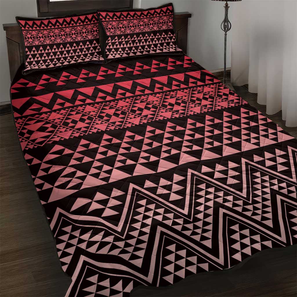 Maori Niho Taniwha Te Wheiao Quilt Bed Set Terracotta - Polynesian Pride