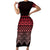 Maori Niho Taniwha Te Wheiao Short Sleeve Bodycon Dress Terracotta - Polynesian Pride
