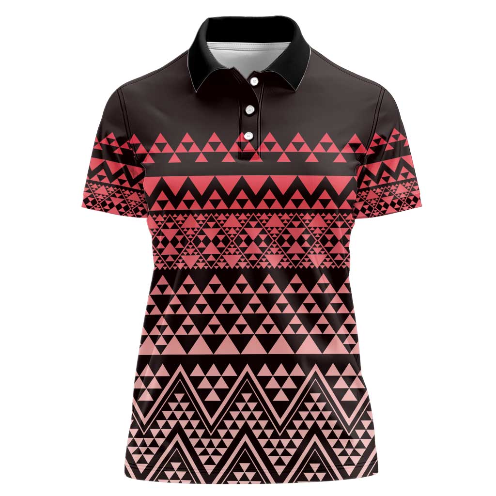 Maori Niho Taniwha Te Wheiao Women Polo Shirt Terracotta - Polynesian Pride