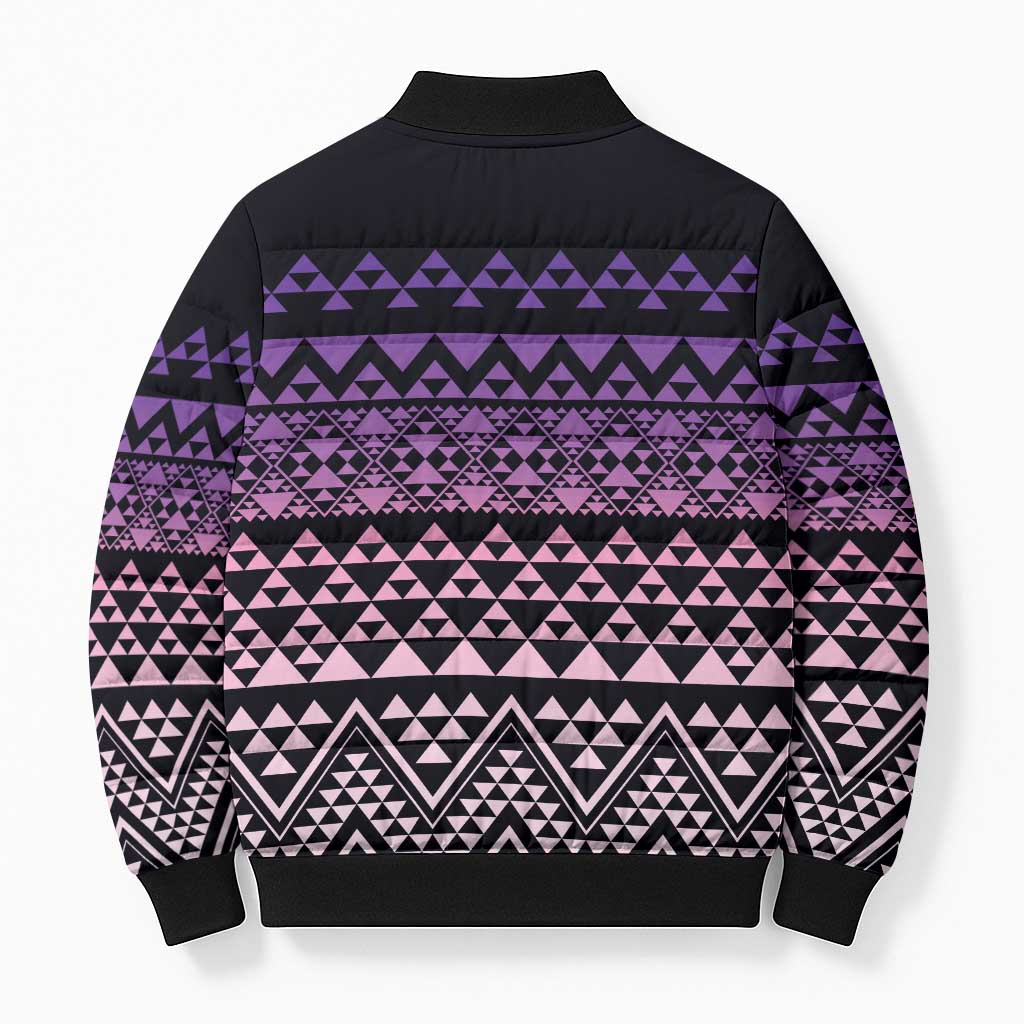 Maori Niho Taniwha Te Wheiao Bomber Puffer Jacket Waiporoporo - Polynesian Pride