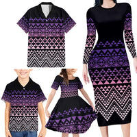 Maori Niho Taniwha Te Wheiao Family Matching Long Sleeve Bodycon Dress and Hawaiian Shirt Waiporoporo LT7 - Polynesian Pride