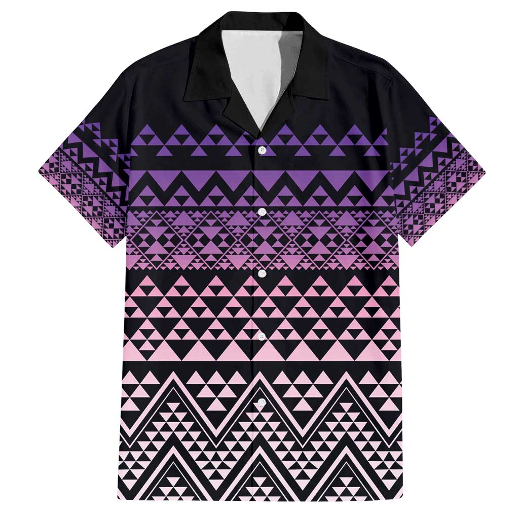 Maori Niho Taniwha Te Wheiao Family Matching Long Sleeve Bodycon Dress and Hawaiian Shirt Waiporoporo LT7 Dad's Shirt - Short Sleeve Purple - Polynesian Pride