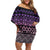 Maori Niho Taniwha Te Wheiao Family Matching Off Shoulder Short Dress and Hawaiian Shirt Waiporoporo - Polynesian Pride