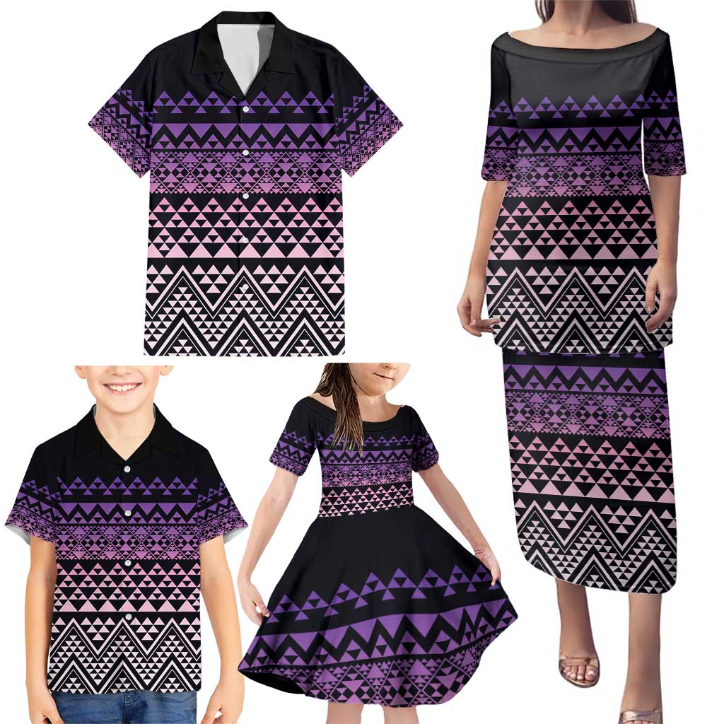 Maori Niho Taniwha Te Wheiao Family Matching Puletasi and Hawaiian Shirt Waiporoporo - Polynesian Pride